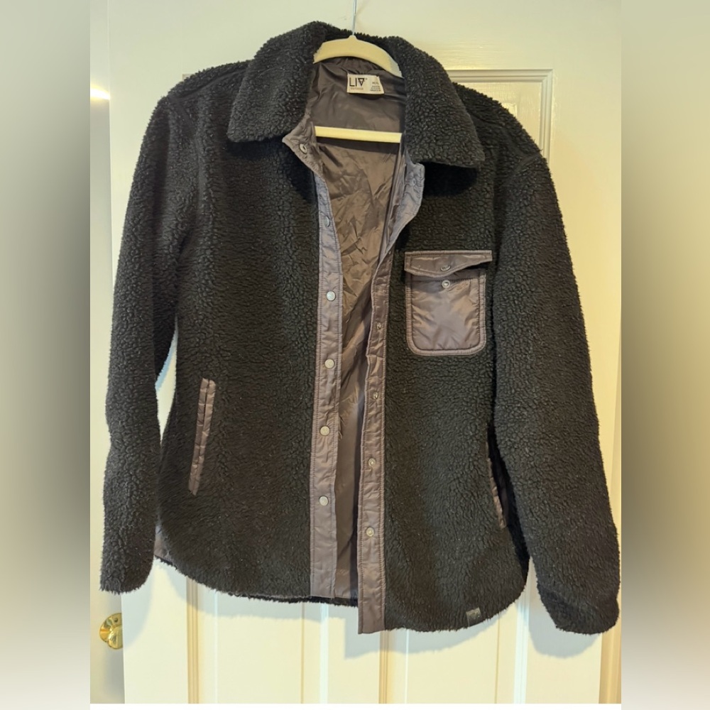 Black Fleece Jacket with Gray Accents